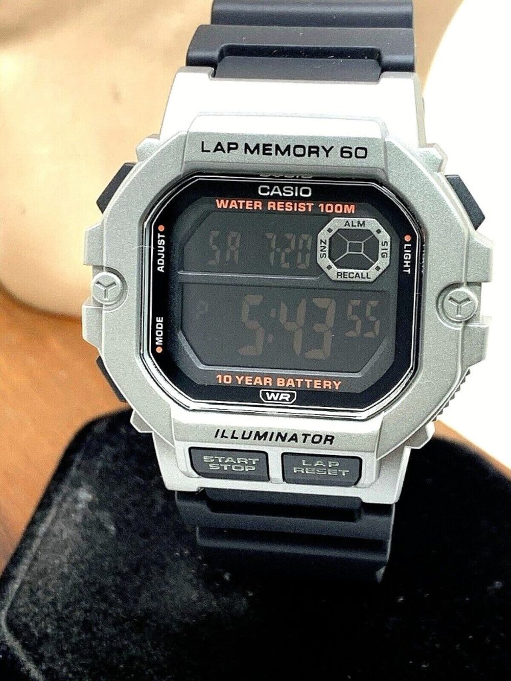 Casio Men's Watch WS-1400H Quartz Digital Silver Black Resin 44mm Illuminator